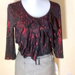 Elementz Black, Red Sequin Ruffle shirt
